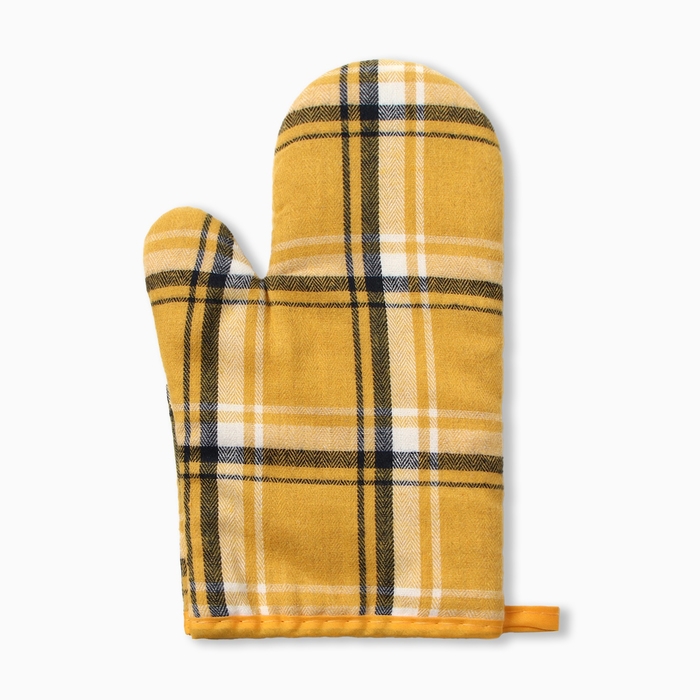 Варежка-прихв. Этель Клетка цв.желтый 26*16см, 100%п/э Варежка-прихв. Этель Клетка цв.желтый 26*16см, 100%п/э