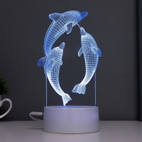 Светильник сенсорный "Дельфины" LED 7 цветов USB/от батареек белый RISALUX