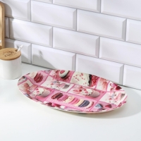 Поднос овальный Доляна &laquo;Макаруны&raquo;, 37&times;24&times;3 см, цвет МИКС