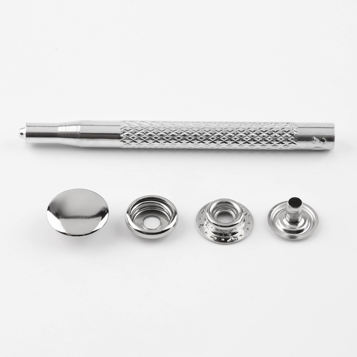 Кнопки установочные, Омега (О-образные), d = 15 мм, 6 шт, с установщиком, цвет серебряный Кнопки установочные, Омега (О-образные), d = 15 мм, 6 шт, с установщиком, цвет серебряный