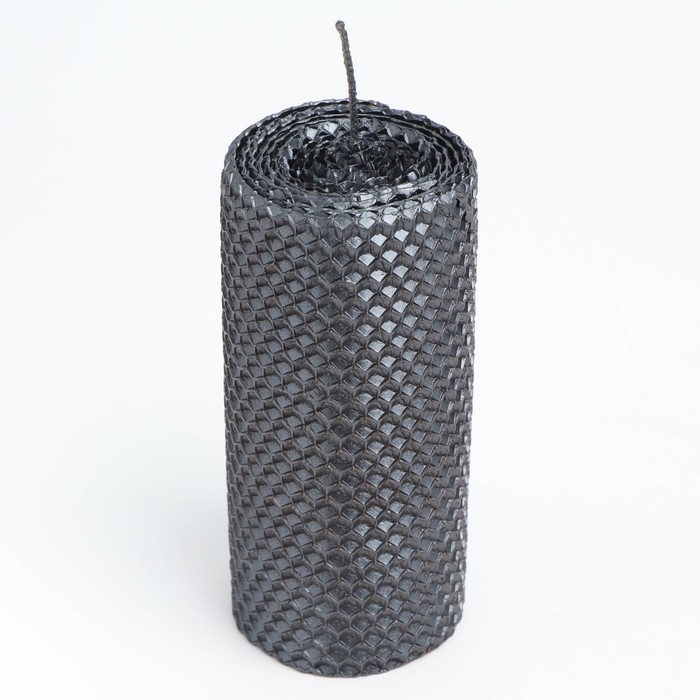 Свеча из вощины, 6х6х12,5 см, мокрый асфальт металлик