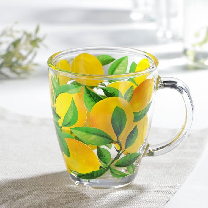 Кружка &laquo;Лимоны&raquo;, стеклянная, 350 мл