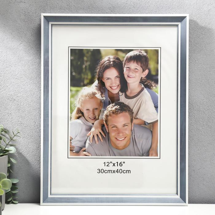 Фоторамка пластик 30х40 см Фоторамка пластик 30х40 см "Серая древесина с двойной белой рамкой" 43,4х33,4 см