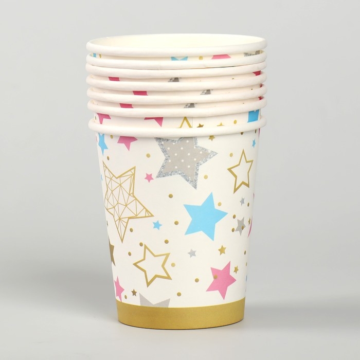 Стакан бумажный «Цветные звёзды», 250 мл, набор 6 шт. Стакан бумажный «Цветные звёзды», 250 мл, набор 6 шт.