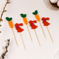 Топпер «Заяц», с бантиком и морковкой, набор 6 шт. Топпер «Заяц», с бантиком и морковкой, набор 6 шт.