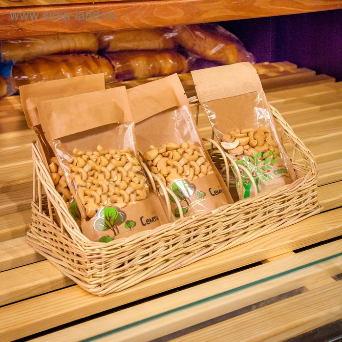 Лоток торговый &laquo;Специи&raquo;, фанерное дно, 3 секции, 36&times;15&times;5/13 см, ручное плетение, лоза