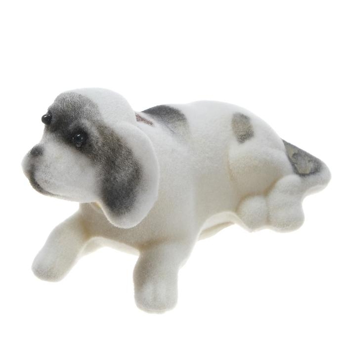 Собака на панель авто, качающая головой, малая, белый окрас Собака на панель авто, качающая головой, малая, белый окрас