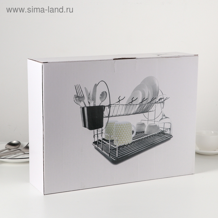 Сушилка для посуды 2-х ярусная, 39&times;30&times;32,5, цвет чёрный