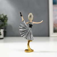 Сувенир полистоун "Девочка-балерина в серо-чёрном платье и чёрных пуантах" 13х3х8 см