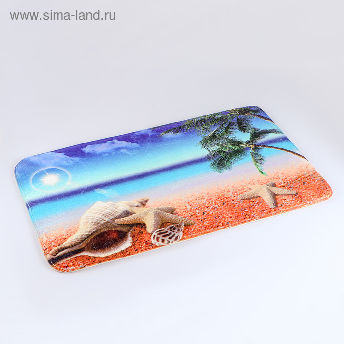Коврики для ванной и туалета Доляна «Пляж с ракушками», 2 шт: 40×50 см, 50×80 см Коврики для ванной и туалета Доляна «Пляж с ракушками», 2 шт: 40×50 см, 50×80 см