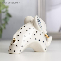 Сувенир керамика "Слонёнок с зигзагом на ушках" бело-чёрный с золотом 7х4,2х9,8 см