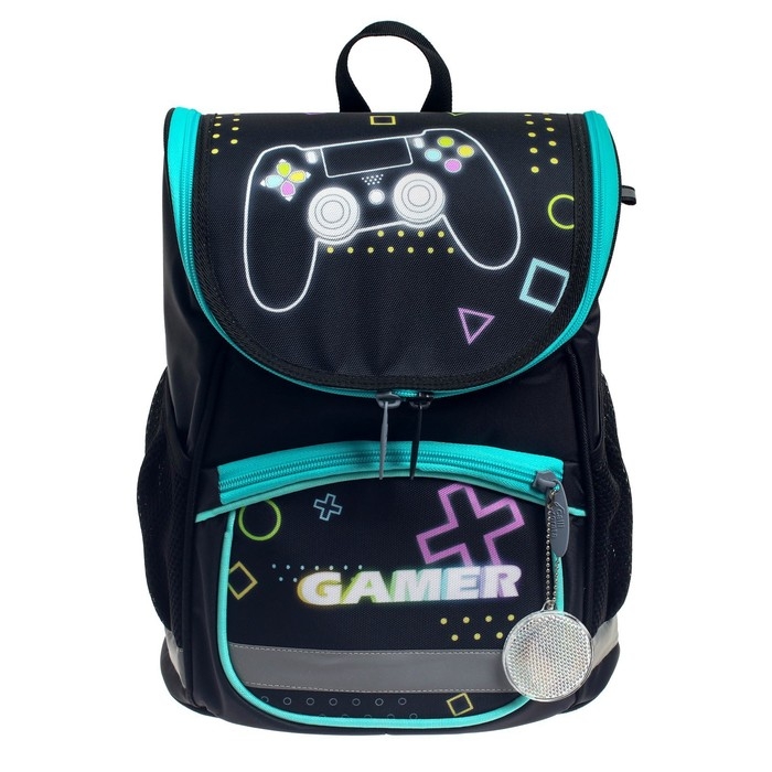 Ранец школьный Стандарт, 36 х 26 х 16 см, + мешок для обуви 40 х 32 см, Calligrata П Ранец школьный Стандарт, 36 х 26 х 16 см, + мешок для обуви 40 х 32 см, Calligrata П "Гейм", чёрный