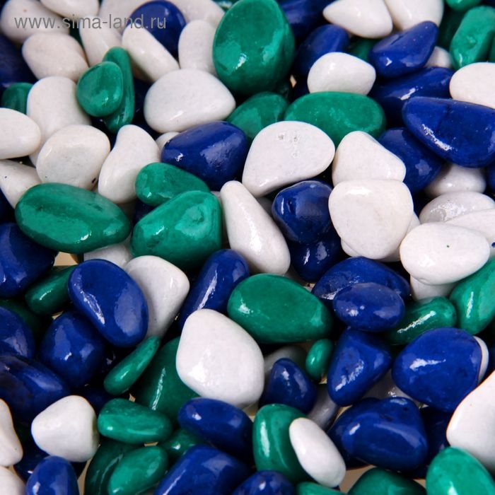 Грунт для аквариума Грунт для аквариума "Галька цветная, белый-темн. синий-изумрудный" 800г фр 8-12 мм