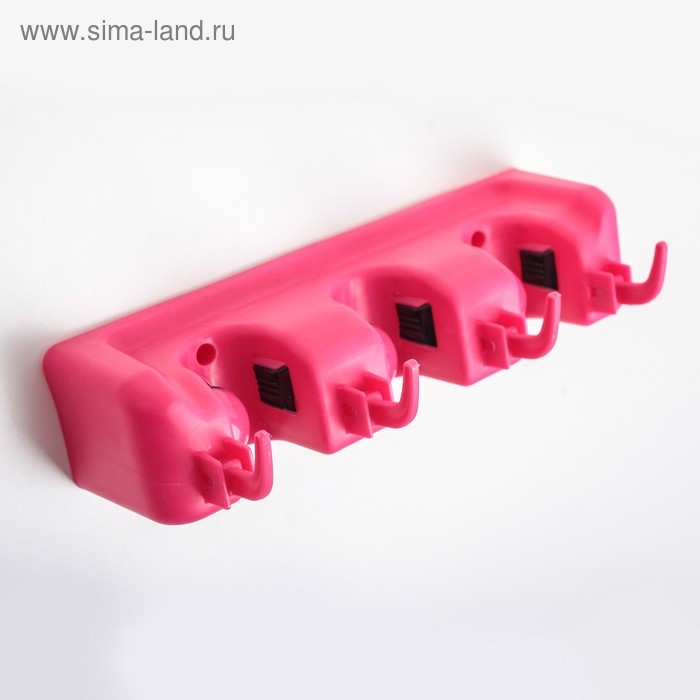 Держатель для уборочного инвентаря с крючками, 26&times;6&times;9 см, цвет МИКС