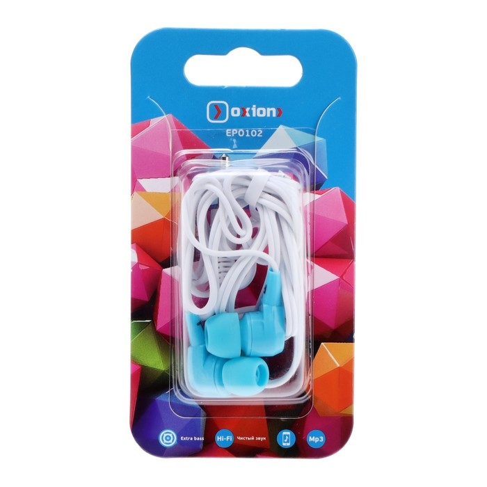 Наушники OXION Simple EPO102, вакуумные, 102 дБ, 32 Ом, 3.5 мм, 1.2 м, синие Наушники OXION Simple EPO102, вакуумные, 102 дБ, 32 Ом, 3.5 мм, 1.2 м, синие