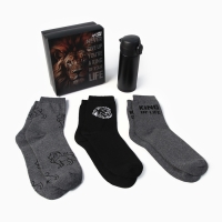 Подарочный набор термос и носки 3 пары KAFTAN King, р. 41-44 (27-29 см) Подарочный набор термос и носки 3 пары KAFTAN King, р. 41-44 (27-29 см)