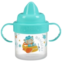 Поильник детский с твёрдым носиком «мишка», 140 мл., с ручками, цвет бирюзовый Поильник детский с твёрдым носиком «мишка», 140 мл., с ручками, цвет бирюзовый