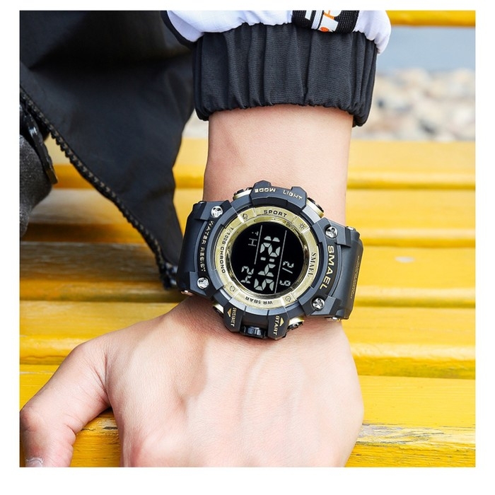 Часы наручные электронные, с будильником, d-5.9 см, ремешок l-26 см, 5 ATM, черный ремешок Часы наручные электронные, с будильником, d-5.9 см, ремешок l-26 см, 5 ATM, черный ремешок