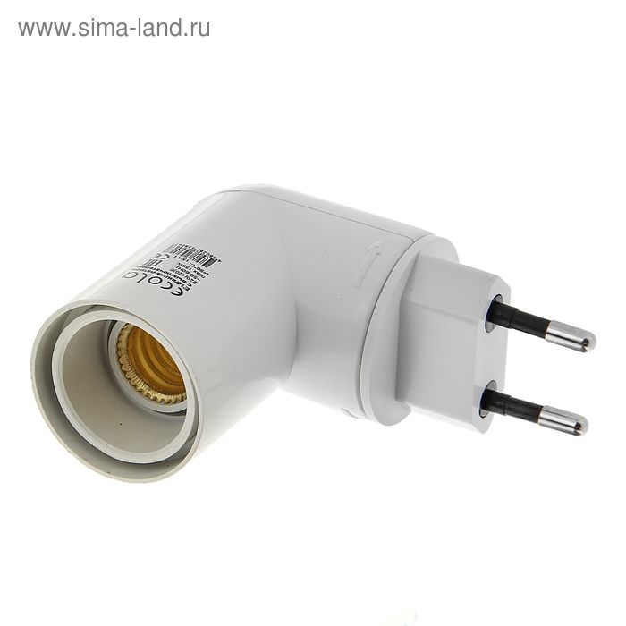 Переходник Ecola, вилка-патрон, E14, 60 х 83 мм, с выключателем, белый Переходник Ecola, вилка-патрон, E14, 60 х 83 мм, с выключателем, белый