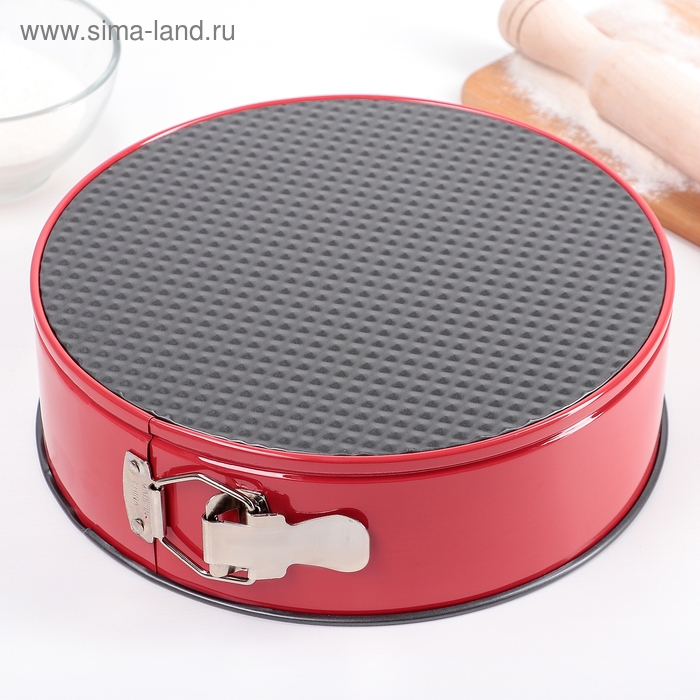 Форма для выпечки Доляна «Три начинки», 25×8,5 см, съёмное дно, антипригарное покрытие, цвет красный Форма для выпечки Доляна «Три начинки», 25×8,5 см, съёмное дно, антипригарное покрытие, цвет красный