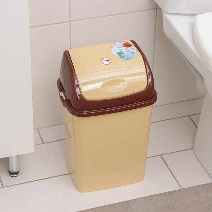 Контейнер для мусора «Камелия», 8 л, цвет бежевый/коричневый Контейнер для мусора «Камелия», 8 л, цвет бежевый/коричневый