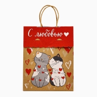 Пакет с клапаном «С любовью», сердца, крафт, глиттер, 19,5 × 10 × 25.2 см Пакет с клапаном «С любовью», сердца, крафт, глиттер, 19,5 × 10 × 25.2 см