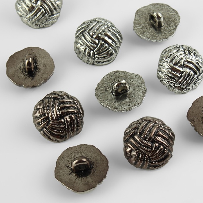 Набор пуговиц на ножке, d = 18 мм, 10 шт, цвет чёрно-серебряный Набор пуговиц на ножке, d = 18 мм, 10 шт, цвет чёрно-серебряный