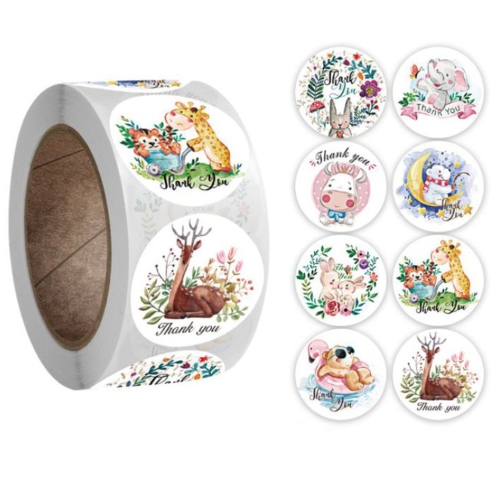 Наклейка бумага Наклейка бумага "Милые животные" d=2,5 см 500 шт в рулоне 3х6,5х6,5 см