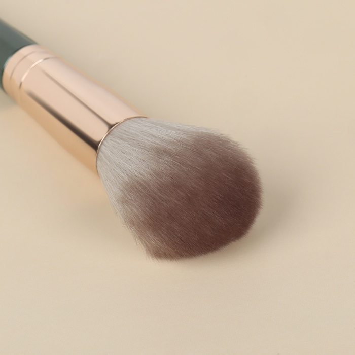 Набор кистей для макияжа &laquo;Lillian&raquo;, 14 предметов, футляр на завязках, цвет зелёный/серый