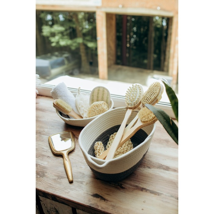 Корзина для хранения плетёная ручной работы LaDо́m &laquo;Рита&raquo;, 34&times;23&times;14 см, цвет серый