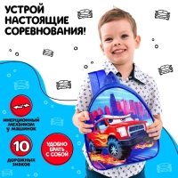 Рюкзак с игрушками &laquo;Тачка&raquo;, набор машинок 5 шт., дорожные знаки