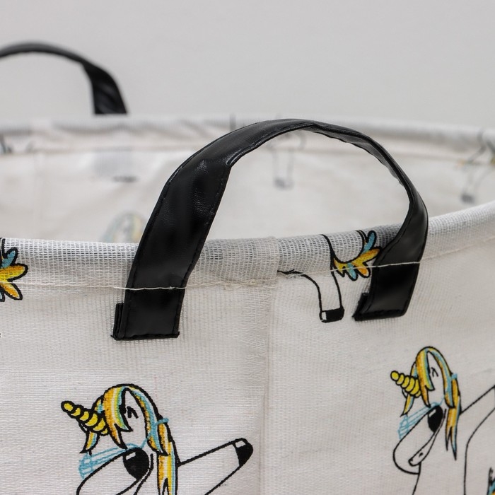 Корзина бельевая текстильная Доляна &laquo;Единороги&raquo;, 40&times;40&times;48,5 см