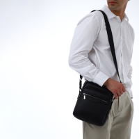 Сумка мужская через плечо TEXTURA, 3 наружных кармана, цвет чёрный