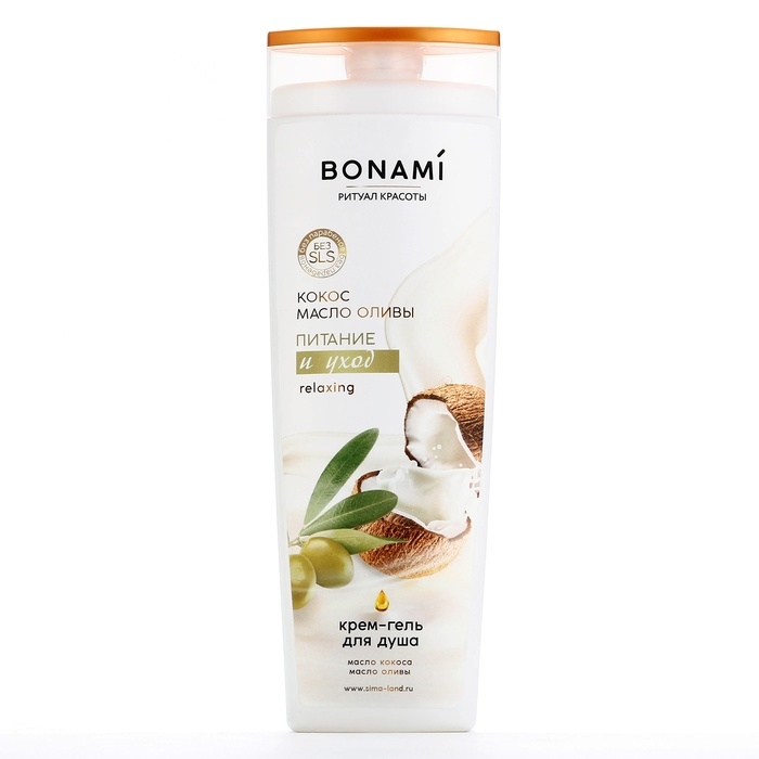 Гель для душа, питание и уход, 400 мл, аромат оливы и кокоса, BONAMI Гель для душа, питание и уход, 400 мл, аромат оливы и кокоса, BONAMI