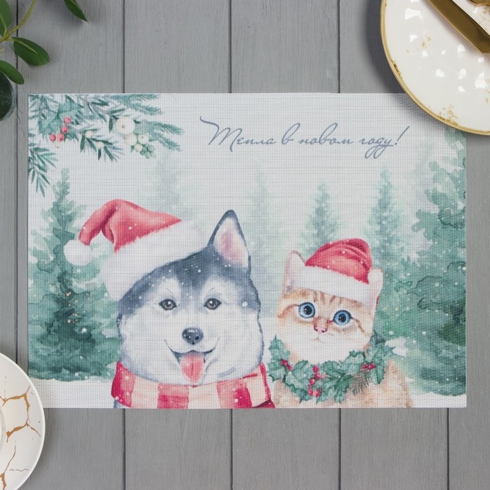 Салфетка новогодняя на стол Доляна «Тепла в новом году», 40х29см Салфетка новогодняя на стол Доляна «Тепла в новом году», 40х29см