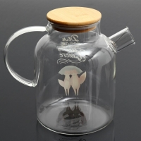 Чайник стеклянный заварочный с бамбуковой крышкой &laquo;Дом там, где мы вместе&raquo;, 1700 мл