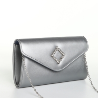 Сумка-клатч на магните, цвет серебряный