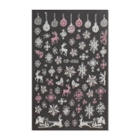 Новый год! Наклейки для ногтей «Снежики», объёмные, цвет белый/розовый Новый год! Наклейки для ногтей «Снежики», объёмные, цвет белый/розовый