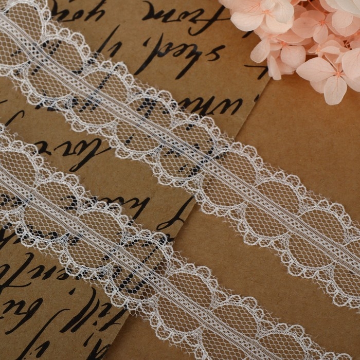 Кружево капроновое, 30 мм &times; 10 &plusmn; 1 м, цвет белый