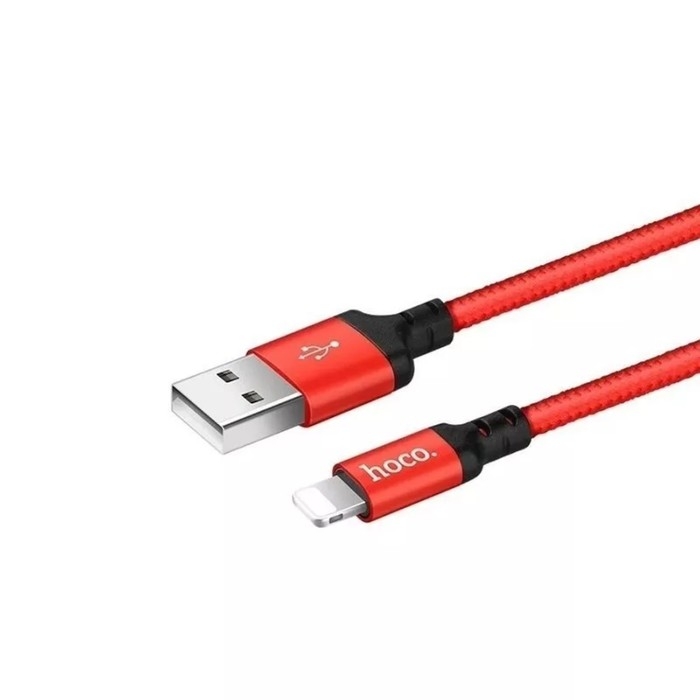 Кабель Hoco X14, Lightning - USB, 2 А, 2 м, быстрая зарядка, оплётка нейлон, красный Кабель Hoco X14, Lightning - USB, 2 А, 2 м, быстрая зарядка, оплётка нейлон, красный