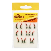 Мормышка вольфрам Marlin's Лесотка, 3.5 мм, 0.45 г, красный 14, цвет никель, 15 шт