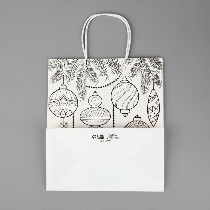 Пакет подарочный новогодний крафтовый &laquo;С Новым годом&raquo;, 22 х 25 х 12 см, Новый год