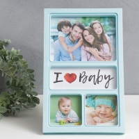 Фоторамка пластик на 3 фото 10х10 см, 13х18 см "Лион" голубая 32х20 см Фоторамка пластик на 3 фото 10х10 см, 13х18 см "Лион" голубая 32х20 см