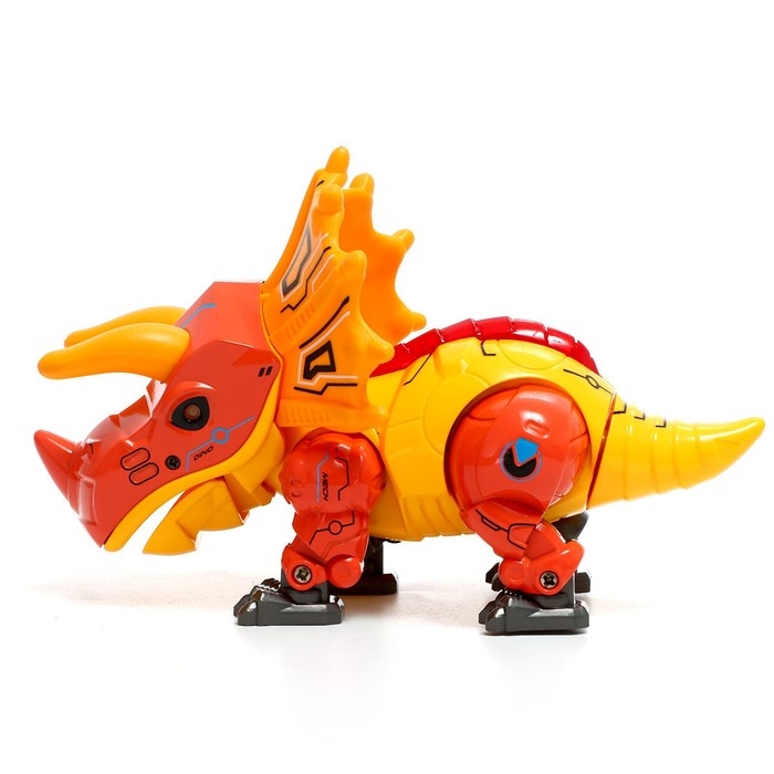 Робот &laquo;Динобот&raquo;, реагирует на прикосновение, световые и звуковые эффекты, металлический, цвет оранжевый