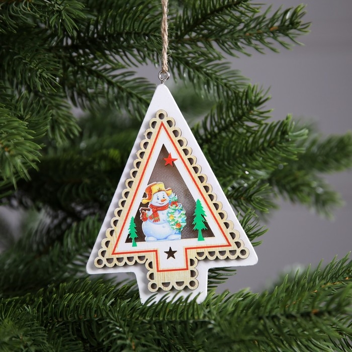 Ёлочная игрушка &laquo;Снеговик&raquo;, от батареек, свечение тёплое белое