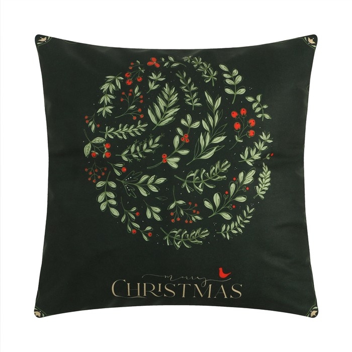 Наволочка декоративная Этель "Рождественский венок" 40 х 40 см, полиэстер