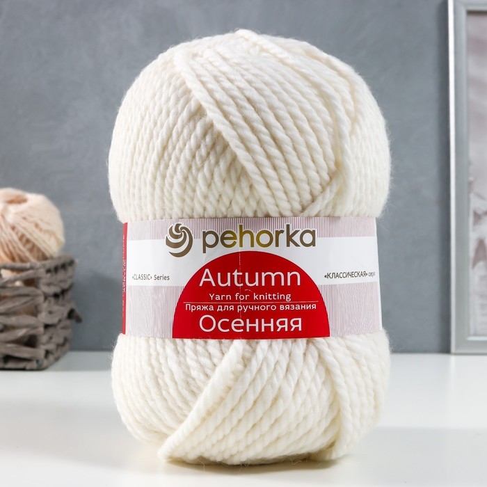 Пряжа Пряжа "Осенняя" 25% шерсть, 75% ПАН 150м/200гр (01-Белый)
