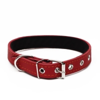 Ошейник кожаный на синтепоне, 56 х 2.5 см, ОШ 35-45 см, красный Ошейник кожаный на синтепоне, 56 х 2.5 см, ОШ 35-45 см, красный
