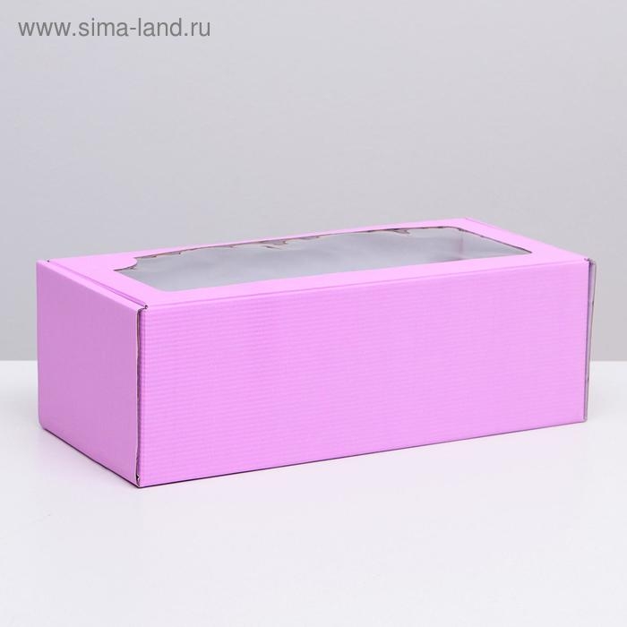 Коробка самосборная, с окном, сиреневая, 16 х 35 х 12 см МИКС