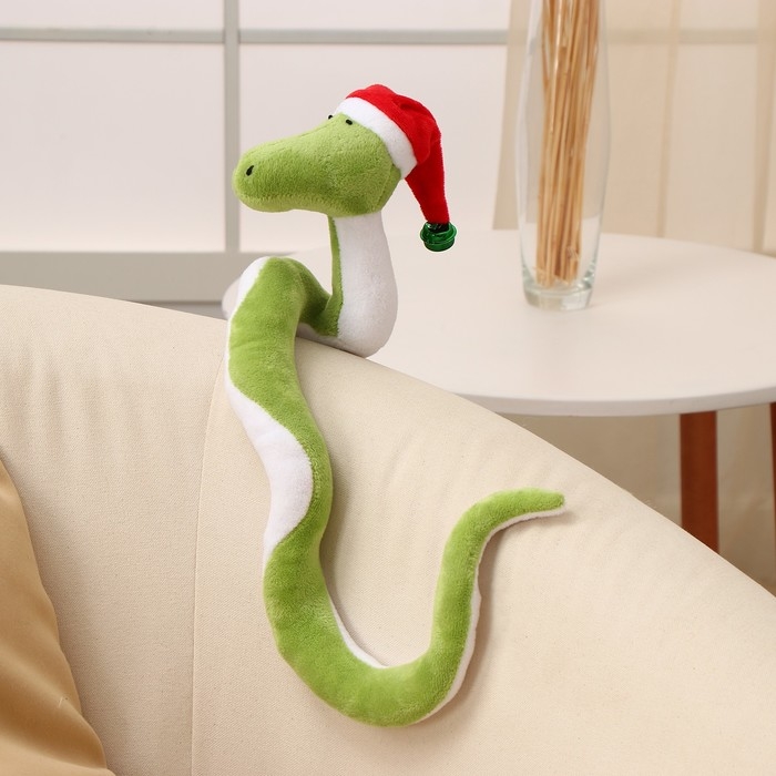 Мягкая игрушка &laquo;Змея&raquo;, в новогоднем колпаке, 15 см